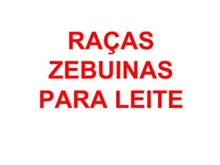 RAÇAS
ZEBUINAS
PARA LEITE
 