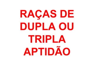 RAÇAS DE
DUPLA OU
TRIPLA
APTIDÃO
 