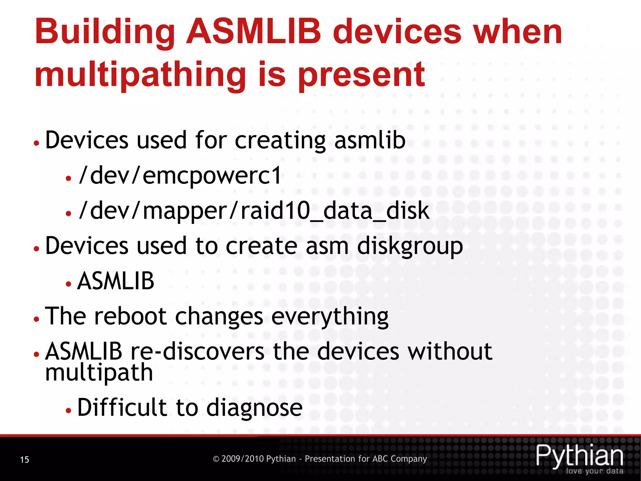 ASM + restores = danger