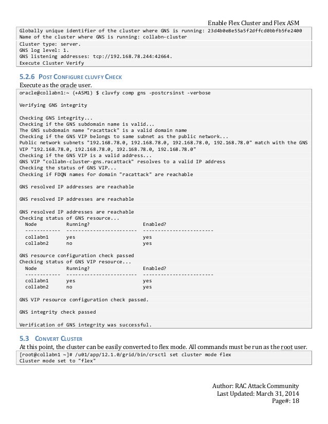Racattack Lab Handbook Enable Flex Cluster And Flex Asm