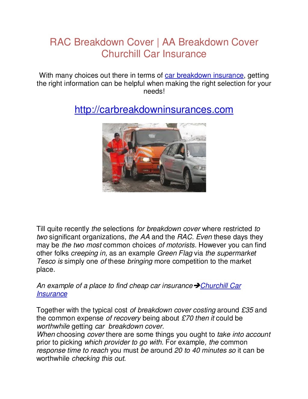 RAC Breakdown CoverAA Breakdown Cover