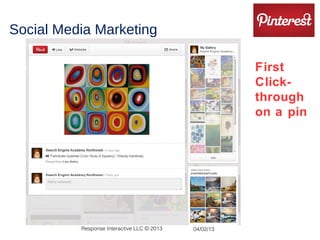 Social Media Marketing

                                                       First
                                                       Click-
                                                       through
                                                       on a pin




          Response Interactive LLC © 2013   04/02/13
 