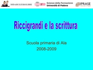 Scuola primaria di Ala 2008-2009 Riccigrandi e la scrittura DIDADUEZEROLIBRI Scienze della Formazione Università di Padova 