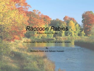 Raccoon Rabies
             A Documentary Series



Documentary Series idea for Animal planet Canada

                      By
       Kimberly Robb and Zaheen Hussain
 