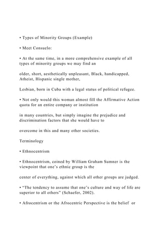 Minority Examples Race and Ethnicity – Part II SOCY 3720-E01 Global Perspect.docx