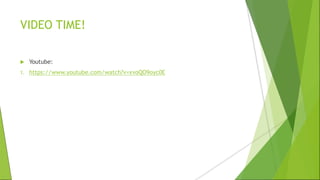VIDEO TIME!
 Youtube:
1. https://www.youtube.com/watch?v=xvoQO9oyc0E
 