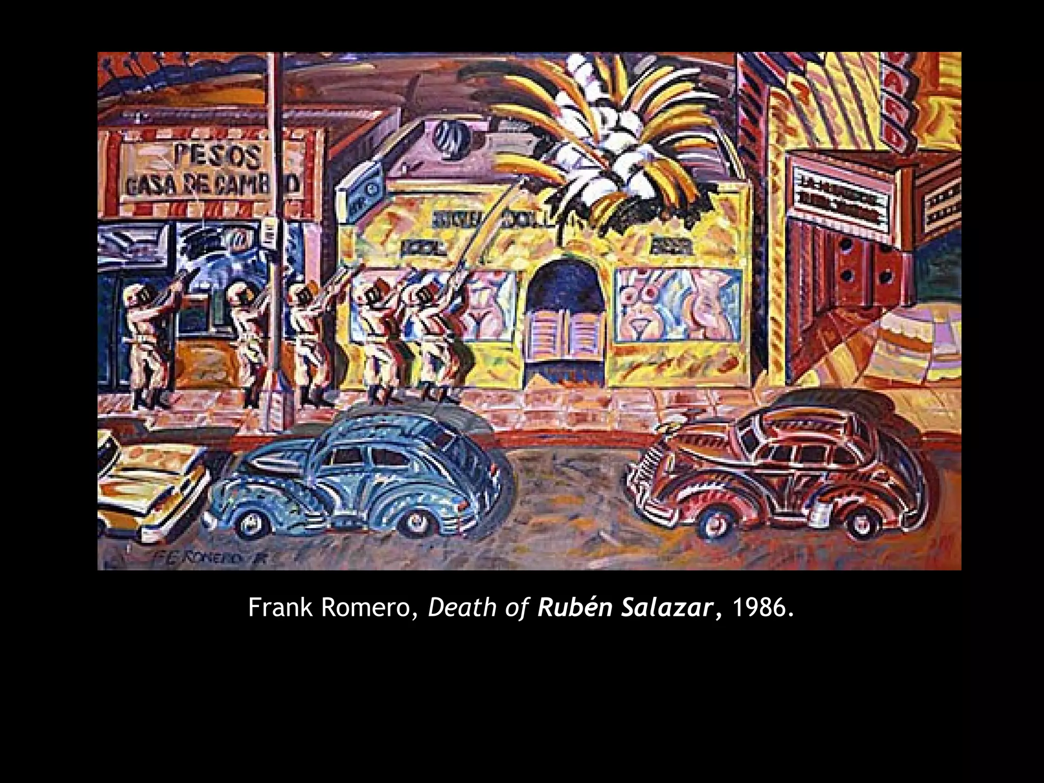 Frank Romero, Death of Rubén Salazar, 1986.