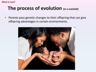 So… The process of evolution involves a series of natural changes,
over long stretches of time, that help organisms adapt ...