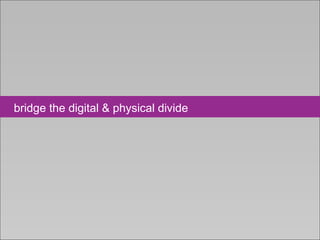 bridge the digital & physical divide




#RoadRaceSM • @prTini
 