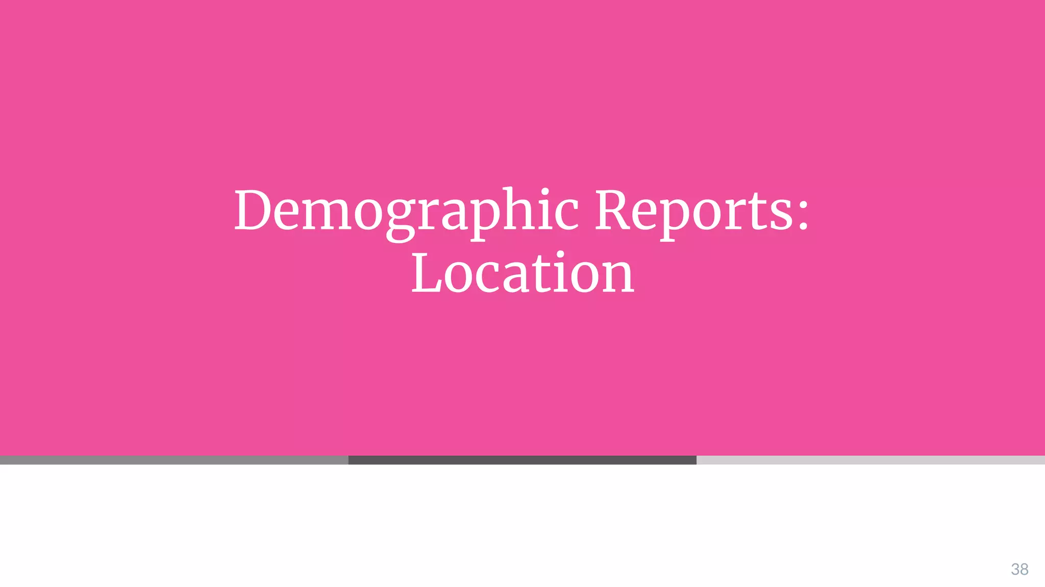 Demographic Reports:
Location
38
 