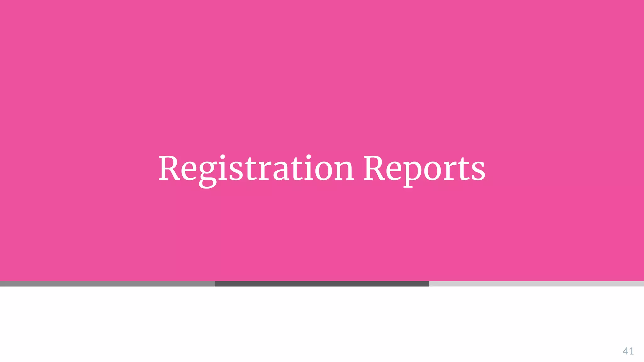 Registration Reports
41
 