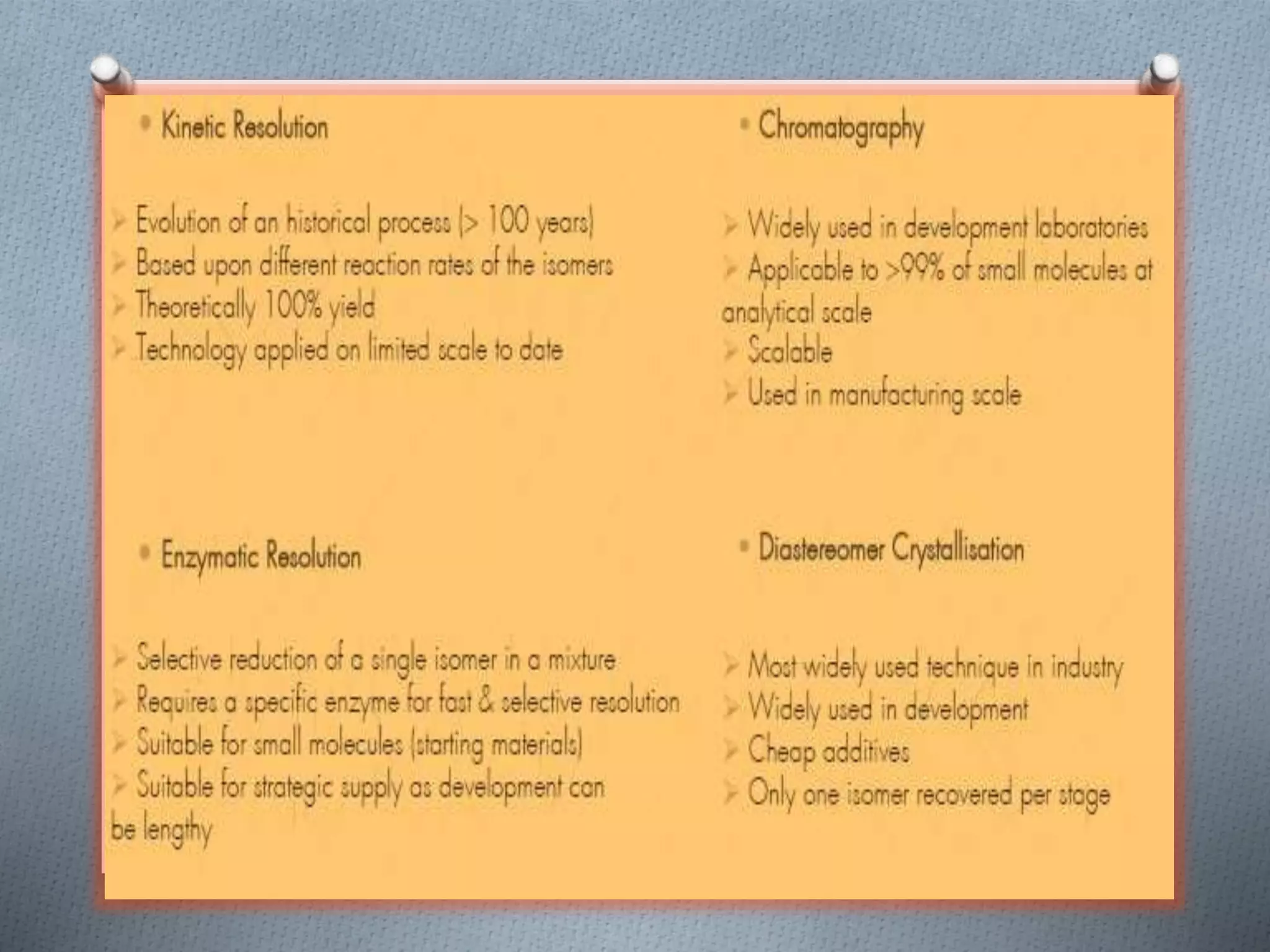 Racemisation n resolution