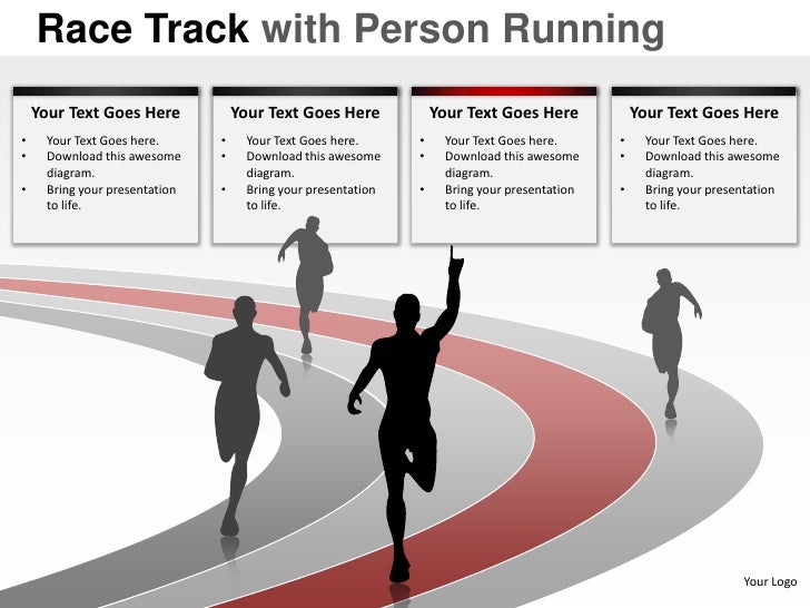 Race track with person running powerpoint presentation templates
