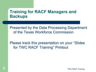 RACF Managers Operating Standards_Procedures.ppt
