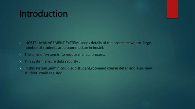 Presentation on Hostel Management System | PPTX