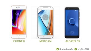 IPHONE 8 MOTO G4 ALCATEL 1X
@rachellcostello brightonSEO
 