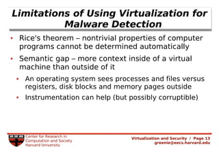 Rachel Greenstadt: Security and Virtualized Environments: An Overview