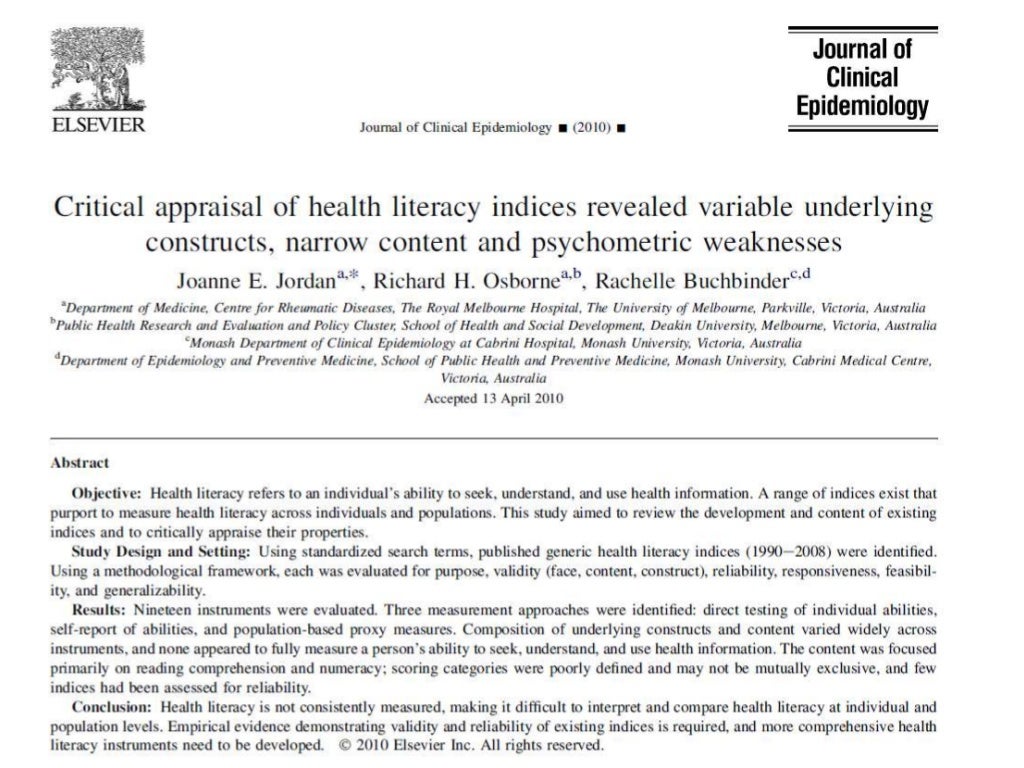 The Health Literacy Questionnaire (HLQ) A new approach to measuring
