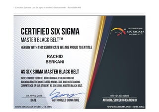  Consultant Spécialisé Lean Six Sigma et excellence Opérationnelle : Rachid BERKANI
 Page 3 | brdg64@gmail.com
 