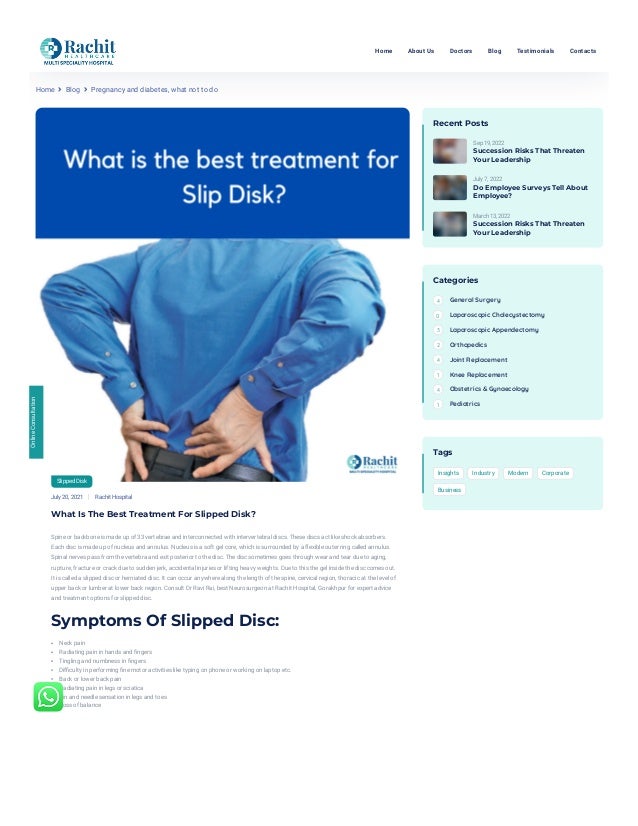 What Is The Best Treatment For Slipped Disk?