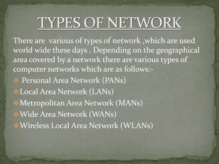 PPT ON COMPUTER NETWORK AND IT'S TYPES. | PPT