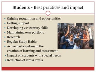 Teachers - Best PracticesLesson PlanningUp gradation of ICT Skills of TeachersObservation skillsPlanning and Co-ordinationResearchData drivenDiagnosis and RemediationInnovative techniquesGreater Professionalism