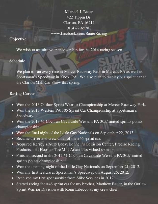 sponsorship resume