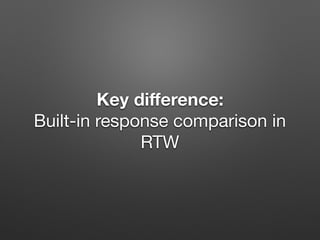 Key diﬀerence:
Built-in response comparison in
RTW
 