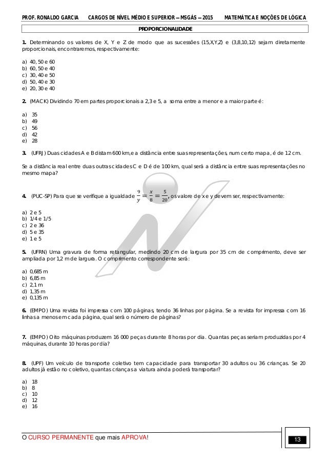 Raciocinio Logico E Matematica Msgas Completa