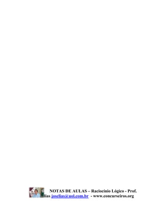 NOTAS DE AULAS – Raciocínio Lógico - Prof.
Joselias joselias@uol.com.br - www.concurseiros.org
 