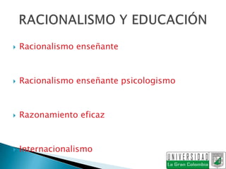    Racionalismo enseñante



   Racionalismo enseñante psicologismo



   Razonamiento eficaz



   Internacionalismo
 
