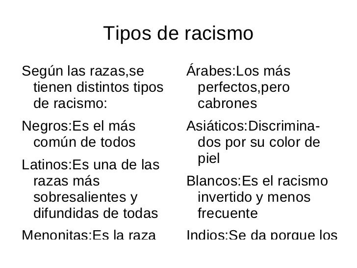 Cuáles Son Los Tipos De Racismo