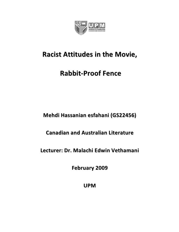 Essay on rabbit proof fence