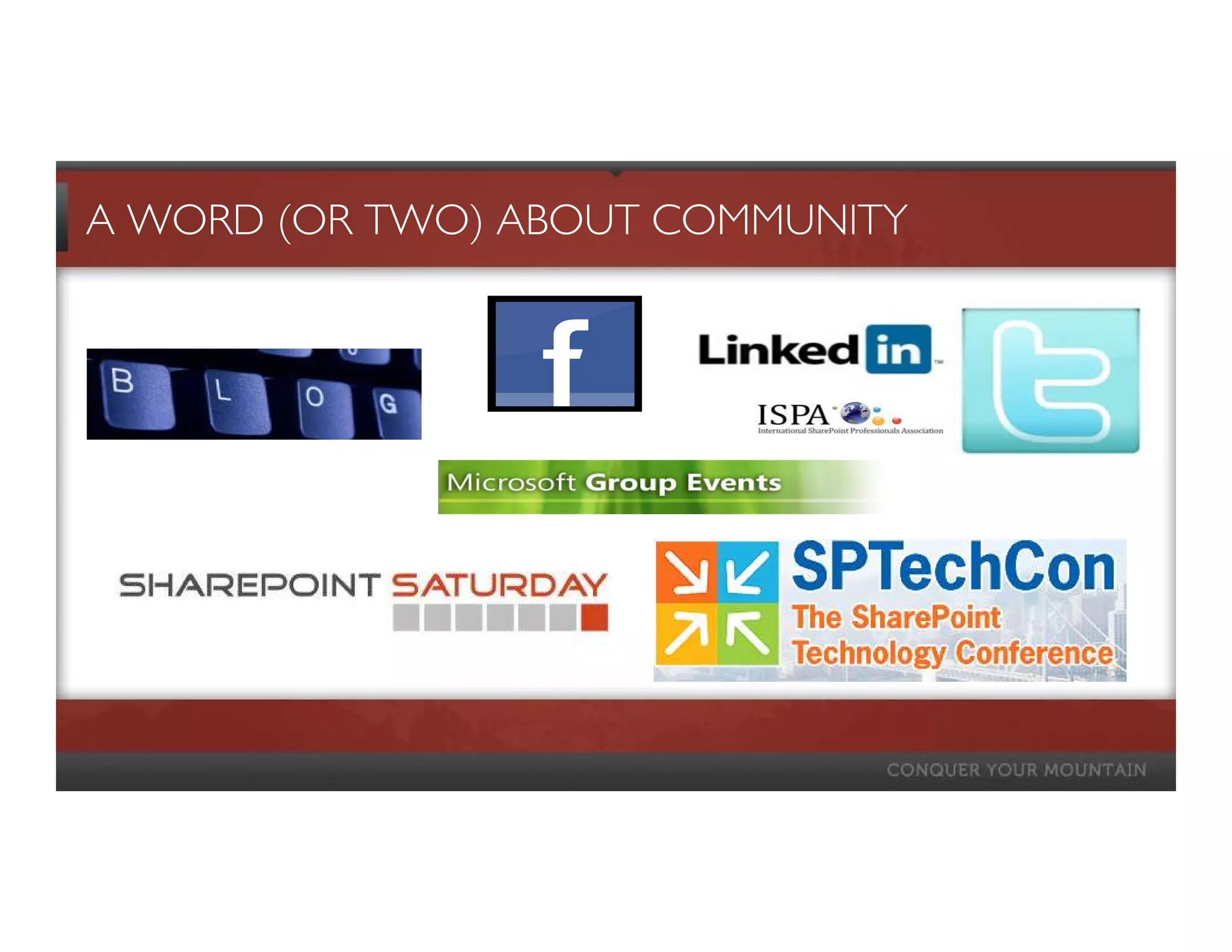 A WORD (OR TWO) ABOUT COMMUNITY
 