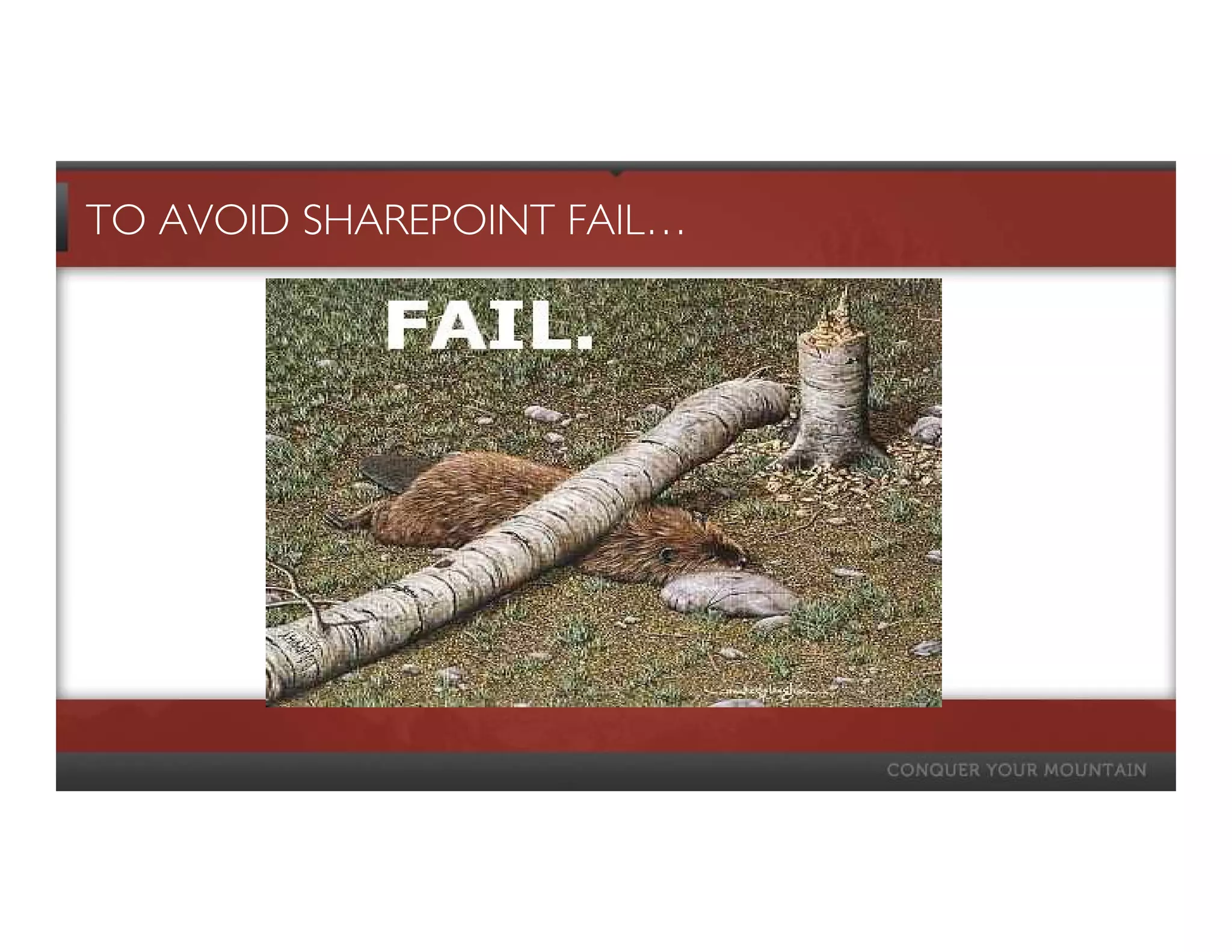 TO AVOID SHAREPOINT FAIL…
 