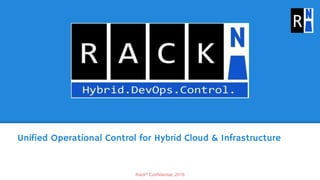 RackN Confidential, 2016
Unified Operational Control for Hybrid Cloud & Infrastructure
 