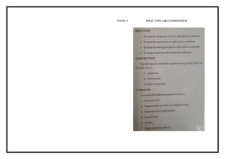 EXNO: 5 SPLIT TYPE AIR CONDITIONER
 