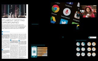 CONVERSATIONAL COMMERCE
FINBARR TOESLAND
COMMERCIAL FEATURE
raconteur.net 2XXXX
COMMERCIAL FEATURE
You’ve been in business forover
half a century, you have around 7,000
employees in 60 countries and clients
including Shell, Microsoft and EDF
Energy, and yet you like to describe
yourselves at Wunderman as an
“underdog” or “a startup”. Why is this?
It’s important to retain the
sense of hunger, energy and fun, of
wanting to break new ground and
find smarter ways of doing things.
By retaining an entrepreneurial
mindset our eyes are always open
to how marketing is changing
and how new techniques could
solve clients’ problems. It’s about
spotting opportunities, like new
data APIs [application programming
interfaces], machine-learning,
content and experience design-
thinking, and making them part of
how we work.
You’re also very keen on
diversity. For many organisations this
is still a box-ticking exercise for the
human resources department. Why
is it so important to you and how do
you use it differently?
It’s not only about fairness,
though that’s of fundamental
importance. It’s about ensuring a
diversity of opinion too. Having a
range of different viewpoints helps
us to stay fresh and to keep evolving.
‘IT’S ABOUT SPOTTING
OPPORTUNITIES’
Why would a global advertising and marketing agency with an
impressive heritage of nearly 60 years behave as if it was the new kid
on the block? Because it’s good for our clients, says Mel Edwards,
Europe, Middle East and Africa chief executive at Wunderman
Making sure we keep these diverse
perspectives in the business means
two things: ensuring all existing staff
feel comfortable speaking out and
contributing; and making sure diversity
is part of our recruitment process. We
recruit based on skills, attitude and
experience, not where someone isfrom
or how they were educated.
At Wunderman you’ve got a
wealthofdatathankstoyourmanyyears
as a leader in digital marketing. How
do you optimise it in a way that others
fail to? Can you give me an example?
We connect it with a kind
of creative thinking that benefits
from the diversity that I mentioned.
It might sound simple, but many
businesses start with either data or
creativity and fail to make them work
together effectively. Wunderman has
grown up with both since our very
inception. We have a way of working,
called Collision, which brings
creative, strategic and data experts
together as a team from the start of
a project. A good example is our work
with the Sun’s Dream Team fantasy
football game. Data has helped us
understand the most valuable players
– those who recruit their friends into
mini-leagues – has helped us define
the creative story of the product –
when it’s fantasy football it’s OK to
“cheat” on your favourite team – and
helped us connect it all together in
super-smart data-informed creative
executions. Last year’s campaign
targeted supporters of real-life clubs
with stories of how much their fellow
fans “cheated” on the club. This year’s
campaign features cutting-edge
personalised videosforeverypotential
player. The videos pull in data on these
players’ previous activity and get them
to do the naughty on their club with
the line “It pays to experiment”.
We’re seeing an ever-greater
avalanche of data, an increasing
number of devices and channels,
and a more demanding, time-poor
customer base. Can you identify
some trends and offer some advice?
The volume of data will
get exponentially larger. With the
internet of things and the non-stop
barrage of sensor data around the
corner, organisations must get in
shape to handle it now. They need to
use machine-learning plus humans
together to unlock its potential.
The power of machine-learning
exemplified by IBM’s Watson and
Apple’s Siri will help connect vast
datasets and make them useable.
But by itself it is just a way to find
patterns. Pairing machine-learning’s
analytical power with smart, creative
data thinkers will help invent the
usage cases, and create real value for
businesses and brands.
For more information please visit
www.wunderman.co.uk
DIGITAL OPTIMISATION raconteur.net12 RACONTEUR RACONTEUR raconteur.net 13DIGITAL OPTIMISATION08 / 09 / 2016 08 / 09 / 2016
Chatbots
get a voice
in online
commerce
Shopping and doing business
with a chatbot or an online digital
assistant powered by artificial
intelligence is a growing trend
set to transform commerce
I
t may not be long before any
smartphone user will be
able to type or say “I want a
flight from London to New
York this Thursday” in a messag-
ing app and almost instantly a
message showing a list of flight
times, prices and carriers will be
received, with buying tickets and
checking-in all available within
the conversation.
The convergence of highly popu-
lar messaging apps and advanced
artificial intelligence (AI) is allow-
ing businesses to interact with their
customers in innovative new ways.
Chris Messina of taxi disrupter app
Uber popularised the phase “con-
versational commerce” to describe
the trend.
Messaging apps such as Facebook
Messenger, Slack and WhatsApp
have quickly become the most
popular way to communicate,
with more than 80 billion messages
sent every day, providing the per-
fect environment for conversation-
al commerce.
The Chinese messaging app
WeChat has been at the forefront of
conversational commerce with its
more than 700 million users being
able to do everything from ordering
food, booking a flight or hailing a
taxi, all in the app. Facebook recent-
ly made its move into conversational
commerce by partnering with Uber
in the United States to let users order
taxis through its Messenger app.
In a sign that we are only seeing
the very start of conversational com-
merce, Facebook’s director of plat-
form partnerships Julien Codorniou
said the Messenger app was just “1
per cent finished” and “one day there
will be companies built on Messen-
ger and we are at the beginning of
that ecosystem”.
Conversational commerce has
quickly become a major talking
point, but will it be able to meet con-
sumers’ ever-changing needs? Using
chatbots and digital assistants to in-
teract with businesses is by no means
a new phenomenon, but their in-
creasing popularity is attracting the
attention of a wide range of small to
medium-sized firms, as well as major
listed companies. The ability of these
technologies to deal with common
your life more shoppable,” says Ms
Greene.
When speech-recognition soft-
ware was initially released, it failed
to meet many users’ high expecta-
tions, due to widespread problems
around understanding even basic
responses. Thanks to advancements
in AI, voice-recognition technolo-
gy has made good progress in just a
few short years. “These systems have
become much more sophisticated.
They are now able to differentiate
between regional accents or even
detect if the customer has a cold.
This level of accuracy means they
can now offer fully automated ser-
vices for common requests, simple
applications and transactions,” says
Mr Long at KCOM.
“Having technology that manag-
es customer relationships securely,
conveniently and efficiently in any
language, with no extra effort from
the customer, ticks a lot of boxes
for multichannel retailers,” he says.
Voice-recognition software may still
have to deal with unresolved issues
such as background noise disrupting
speech and incorrectly interpreting
the context of similar sounding words,
but these difficulties are on course to
be resolved within the next year.
The expansion of conversational
commerce gives businesses access to
massive amounts of consumer data,
leading to more personalised user
interfaces. Creation of an interface
that reduces the user’s cognitive load
– the amount of mental effort being
used in the brain’s short-term work-
ing memory – is a common aim, but
is a fully cognitive website now ap-
proaching reality?
Frank Palermo, executive vice
president of global digital solutions
at VirtusaPolaris, a leading provid-
er of IT consulting and outsourcing
services, thinks the introduction
of cognitive websites will come
sooner than expected. Mr Palermo
is currently working with IBM on
the Watson project and is deeply in-
volved in cutting-edge AI technol-
ogy, similar to that powering Alexa
and Google Home.
Share this article online via
raconteur.net
The growth of
conversational
commerce means
that in the near
future it will
become a key part
of most companies’
digital approaches
“Retailers can build an exception-
al cognitive website, one that offers
a deeply personalised and ambient
experience to each customer as the
brand gets to know them,” he says.
“Creating such websites is no longer
an unrealistic ambition, but if con-
sumers are doing their purchasing
via digital assistants, such as Am-
azon’s Alexa or Google Home, they
will be rendered useless because
digital assistants don’t behave like
human shoppers.”
Whereas people can be influenced
by past brand experiences and visual
attraction when considering a pur-
chase, for digital assistants this is
irrelevant. “Businesses will need to
adapt to a new generation of consum-
ers who make purchases via a digital
assistant, intermediating the custom-
er experience,” says Mr Palermo.
Businesses need to adopt effective
conversational commerce strategies
if they want to capitalise on the op-
portunities this new market offers.
The revenue generated by these
platforms is no small change with
research and advisory firm Gartner
expecting a total of $2 billion in
sales will be driven by digital assis-
tants this year alone. The growth of
conversational commerce means
that in the near future it will become
a key part of most companies’
digital approaches.
This movement can provide an op-
portunity for businesses to reset how
they interact with customers, accord-
ing to Hero’s Mr Levene. “For centu-
ries, commerce was about relation-
ships between people. With the birth
of e-commerce in the late-1990s,
businesses traded the human touch
for unlimited choice. Conversation-
al commerce is paving the way for a
third wave of commerce, combining
the human touch with the conveni-
ence of digital,” he says.
High-touch industries such as retail
are expected to be the most impacted
bythisshift.“Conversationalshopping
reimagines the role of the store associ-
ate and empowers them with the tools
to become digital personal shoppers,”
says Mr Levene. These workers will be
able to make immediate recommenda-
tions through chat and showcase prod-
ucts on live video, creating a hybrid be-
tween browsing in-store and shopping
online. “Customers now have the best
of both worlds, with shopping becom-
ing as effortless as messaging a friend,”
he concludes.
inquiries or assisting users to shop
online whenever they want to is a
key feature.
“Once an interaction has begun
online, most people are reluctant to
shift format, so digital assistants and
chatbots come into their own when
users run up against a problem, have
a question or can’t find what they’re
looking for,” says Stephen Long, ex-
ecutive vice president at systems
integrations and unified commu-
nications provider KCOM. The con-
versational assistants of today can
understand complex sentences and
recognise abbreviations, so activities
can be carried on seamlessly and dig-
itally. But there may be a limit to the
application of these technologies.
Although chatbots have made
major advances in the past few years,
they still have a somewhat patchy
reputation. While these digital assis-
tants could prove useful for relatively
simplistic requests, when it comes
to customers looking for personal
recommendations or resolution to a
specific problem, they offer a disap-
pointing experience.
Adam Levene, founder and chief
executive of London-based conver-
sational commerce platform Hero,
believes people are far better suited
to providing support. “They offer far
more responsive assistance to custom-
ers than a bot could. When it comes to
artificial intelligence versus emotional
intelligence, there is no substitute for
the human touch,” says Mr Levene.
Voice search is also growing rap-
idly with the most recent Google
Mobile Voice Study finding a 61 per
cent growth in longer queries that
start with “who”, “what”, “where”
and “how”. Google analysts noted
that one in five queries on the mobile
Google app are voice-based and they
get about 30 times more action que-
ries by voice than by typing.
These changes in consumer be-
haviour will mean brands will need
to optimise their content in order to
appear in relevant results shown to
users. More than half of US teens and
41 per cent of adults now use voice
search on a daily basis, indicating
this functionality is already playing
an important role in search queries.
There is no shortage of voice search
services, such as Microsoft’s Cortana
and Android’s Ok Google, available
on both mobile and desktop devic-
es. “The interesting thing about
voice-recognition technology and
conversational commerce is the level
of intimacy it brings to interactions.
There’s an immediate feeling of per-
sonalisation, but also humanness as
you’re being given immediate verbal
feedback, just like a live conversa-
tion,” says Lucie Greene, worldwide
director of the Innovation Group, J.
Walter Thompson’s trend-forecast-
ing consultancy and innovation unit.
We are, of course, aware these ex-
changes are purely programmatic, but
it feels more like a real chat than any
other simulated conversation. “The
two-way interaction in commerce and
the fact that it’s an audio conversation
also makes shopping feel more expe-
riential,” adds Ms Greene.
This shift towards convenience
and personalisation removes barri-
ers that have traditionally hampered
consumer engagement, as the need
to physically interact with digital
devices can be completely removed.
Voice recognition allows users to
multitask like never before.
“It makes infinite situations shop-
pable for the first time. Instances
where you would be cooking and
unable to shop or driving and unable
to use a service are now connected
to commerce. They essentially make
MAIN REASONS MOBILE USERS USE VOICE SEARCH
WHAT PEOPLE USE VOICE SEARCH FOR
TEENAGERSADULTS
ASK FOR DIRECTIONS CALL SOMEONE
HELP WITH
HOMEWORK
FIND OUT
MOVIE TIMES
ASK FOR DIRECTIONS
PLAY A SONG
CHECK THE TIME
DICTATE TEXTS
Source: Google 2014Source: GlobalWebIndex 2015
It is quicker than going on a
website or using an app
It is more fun than other
search methods
It is easier than going to a
website or using an app
It is a more accurate
way of searching
I don’t like typing on
my mobile phone
I can use it while driving or at other times
when I can’t interact with my handset
43%
42%
38%
38%
28%
21%
What can I help
you with?
CHECK THE TIME
PLAY A SONG FIND OUT
MOVIE TIMES
CALL SOMEONE
40%
39%
11%
2
0%
13%11% 9%
31%
31%
30%
4
3%
38%
41%
of US adults
now use voice
search on a
daily basis
BetsieVanderMeer/GettyImages
 