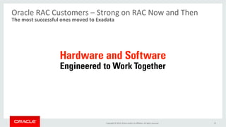 Oracle 
RAC 
Customers 
– 
Strong 
on 
RAC 
Now 
and 
Then 
Con[nuing 
to 
go 
strong 
on 
Oracle 
Exadata 
Copyright 
© 
2014, 
Oracle 
and/or 
its 
affiliates. 
All 
rights 
reserved. 
13 
 