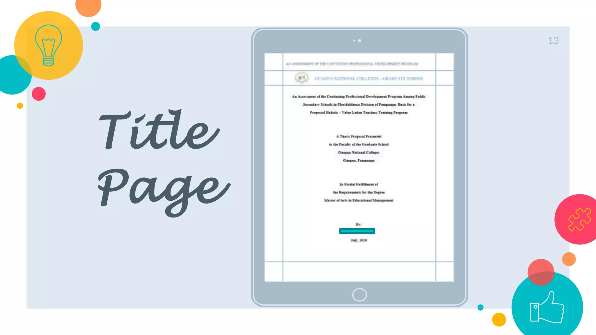 Place your screenshot here
Title
Page
13
 