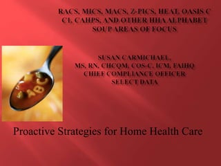 Proactive Strategies for Home Health Care 
 