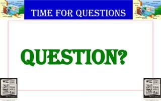 Time for questions
QUESTION?
 