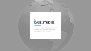 CASE STUDIES
Here is a sampling of the many innovative
solutions we‘ve offered our clients and
agency partners over the years.
 