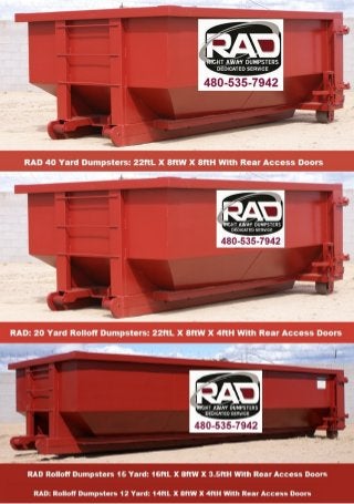 From Mesa to Tucson 12, 15, 20 and 40 Yd Roll Off Dumpster Rental Services