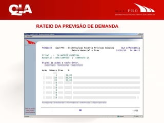 RATEIO DA PREVISÃO DE DEMANDA 