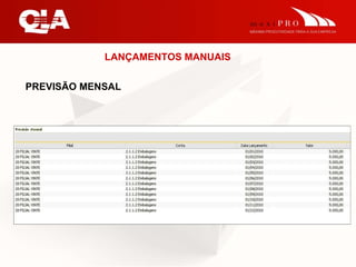 LANÇAMENTOS MANUAIS PREVISÃO MENSAL 