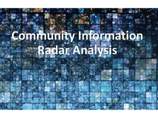 Community Information
Radar Analysis
 