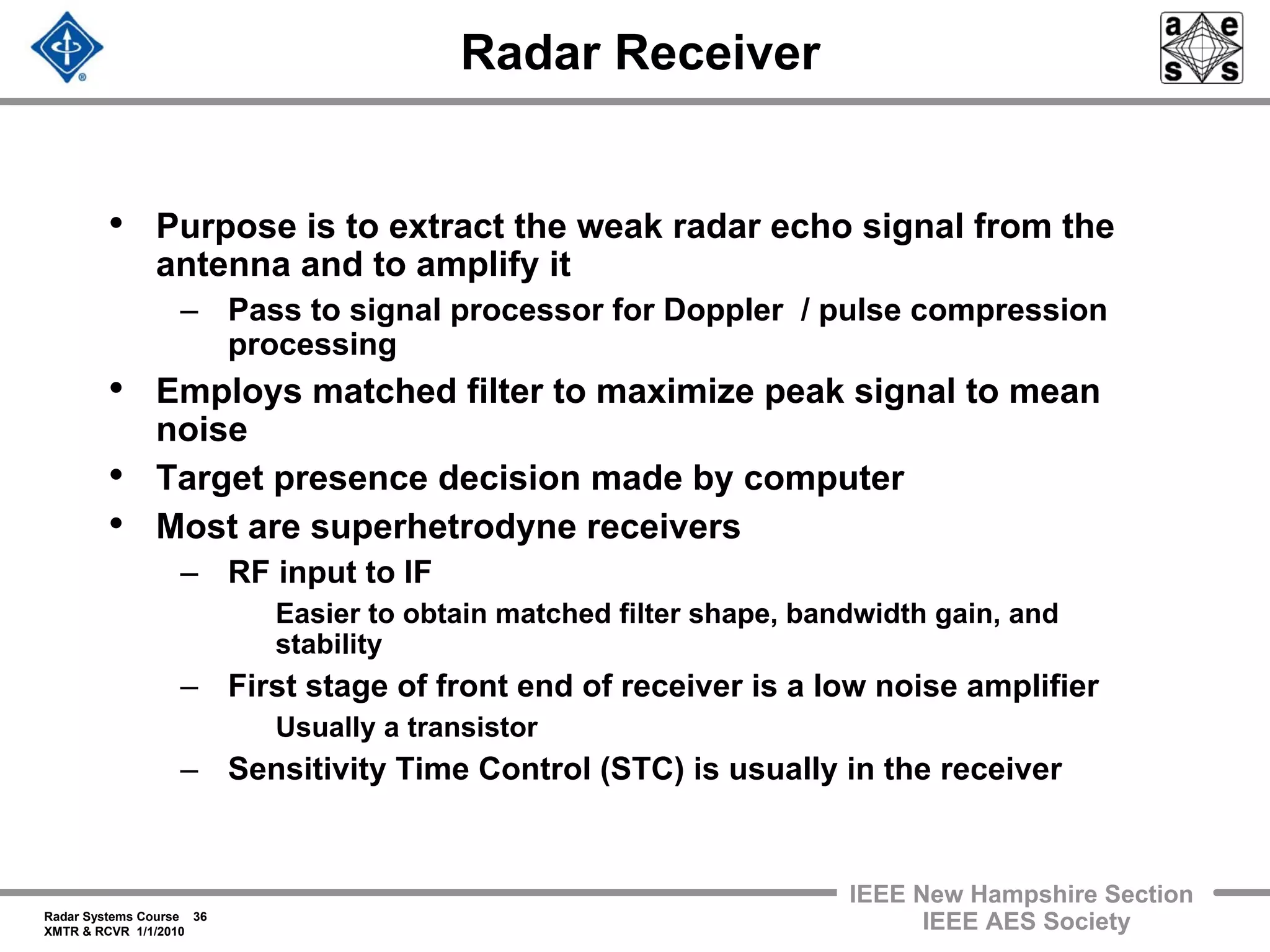 radar 2009 a 12 clutter rejection basics and mti | pdf... Radar 2009 a 17 transmitters and receivers | PDF