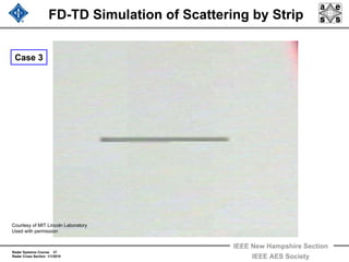 Radar Systems Course 37
Radar Cross Section 1/1/2010
IEEE New Hampshire Section
IEEE AES Society
FD-TD Simulation of Scattering by Strip
Case 3
Courtesy of MIT Lincoln Laboratory
Used with permission
 