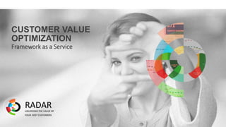 CUSTOMER VALUE
OPTIMIZATION
Framework as a Service
UNLOCKING THE VALUE OF
YOUR BEST CUSTOMERS
RADAR
 